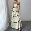 2-Piece Set Strapless Tube Top & Flared Ruffle Skirt