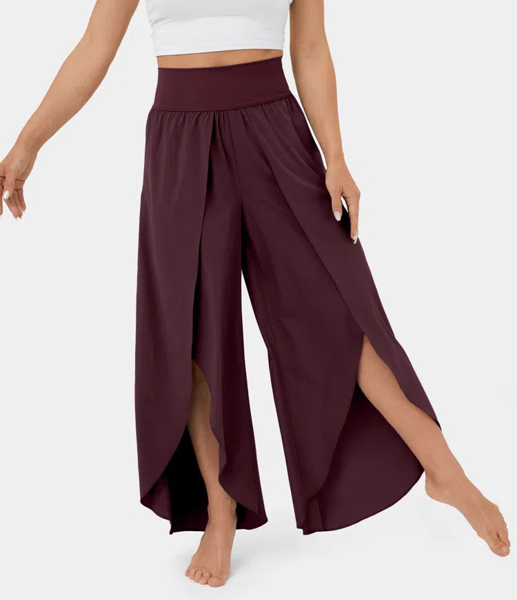 Premium Loose Split Elastic High Waist Wide Leg Trousers