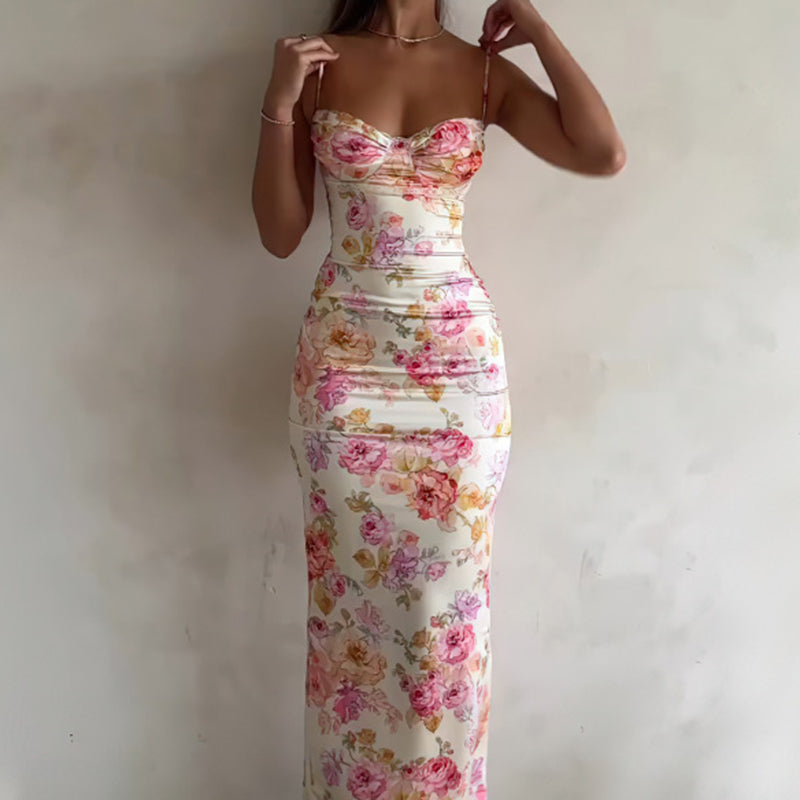 Sexy Floral Spaghetti Strap Vacation Dress