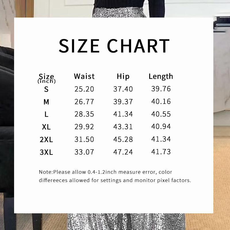 Sequin Palazzo Pants Glitter Casual Loose Wide Leg Long Trouser