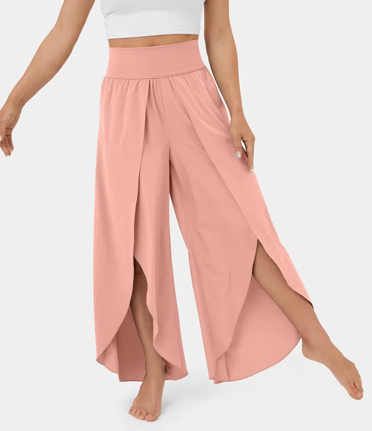 Premium Loose Split Elastic High Waist Wide Leg Trousers