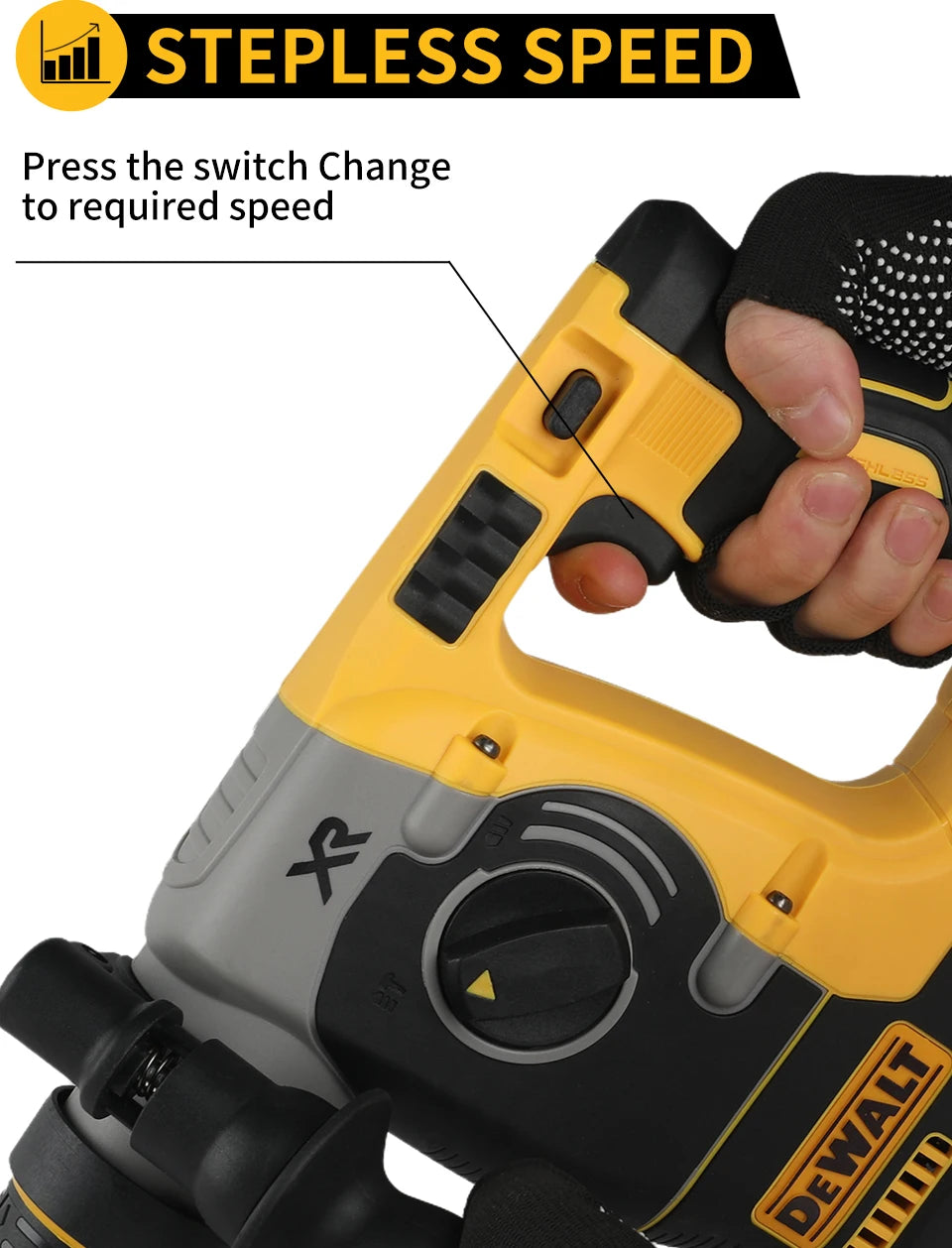 DEWALT DCH273 Rotary Percussion Drill 18V/20V MAX SDS Brushless 1 Inch PLUS L-shaped Woodworking Impact Drill（No Battery）