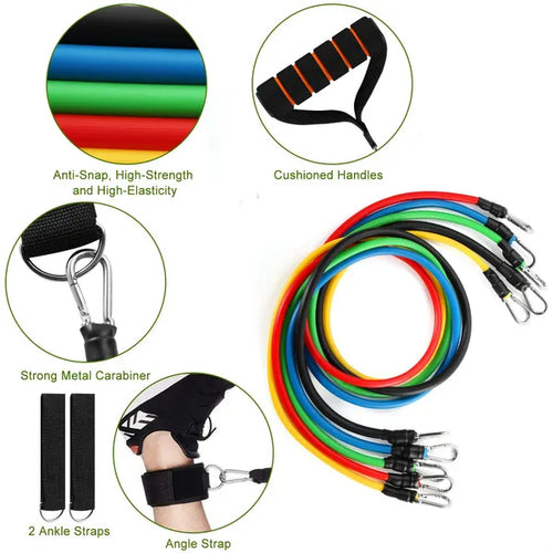 11Pcs Resistance Bands Set Tube Bands