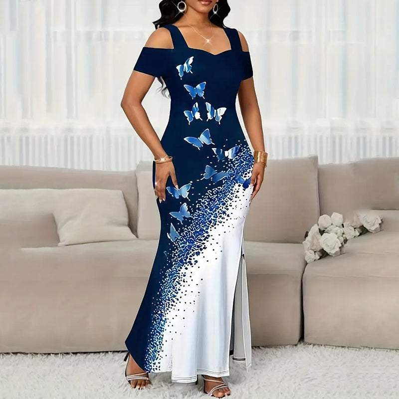 Butterfly Print Maxi Dress