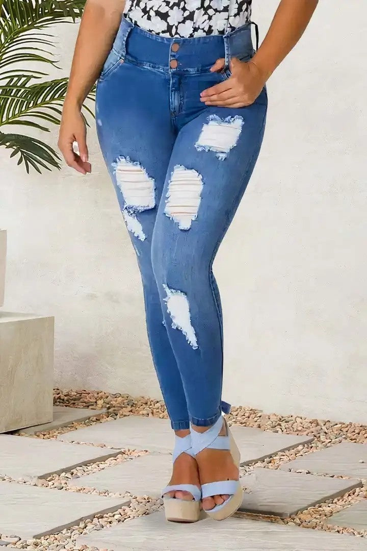 Distressed Ripped Blue Jeans – Urban Street Fit