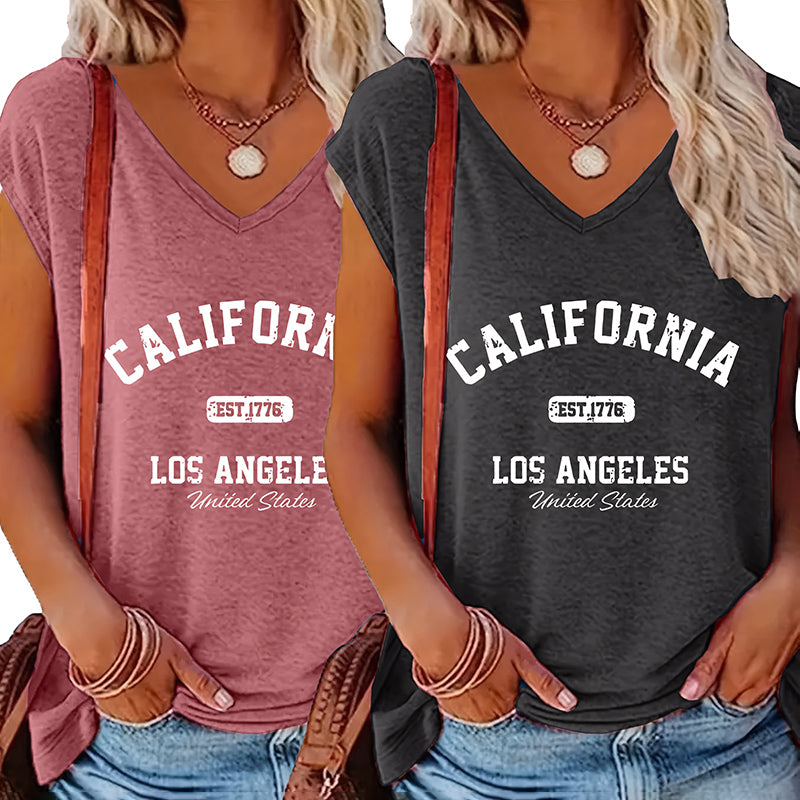 2 Pack Summer California Graphic Printed T-Shirt