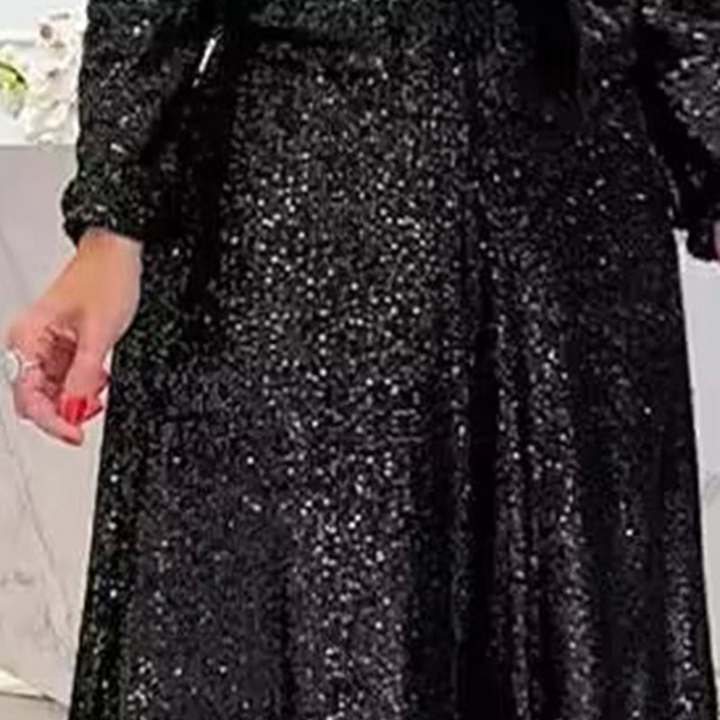 Sequin Palazzo Pants Glitter Casual Loose Wide Leg Long Trouser