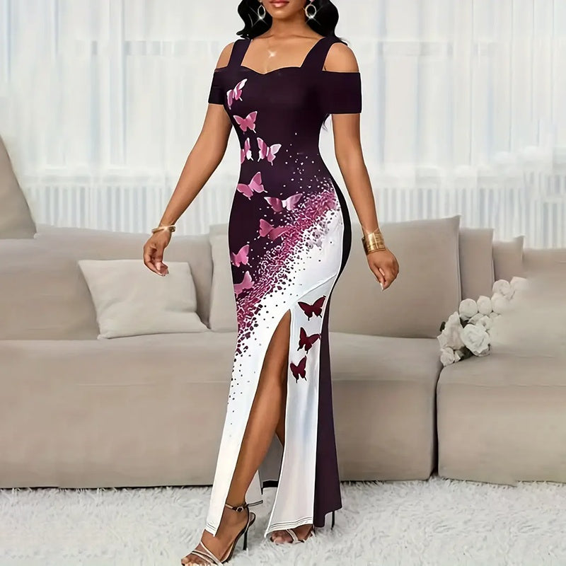 Butterfly Print Maxi Dress