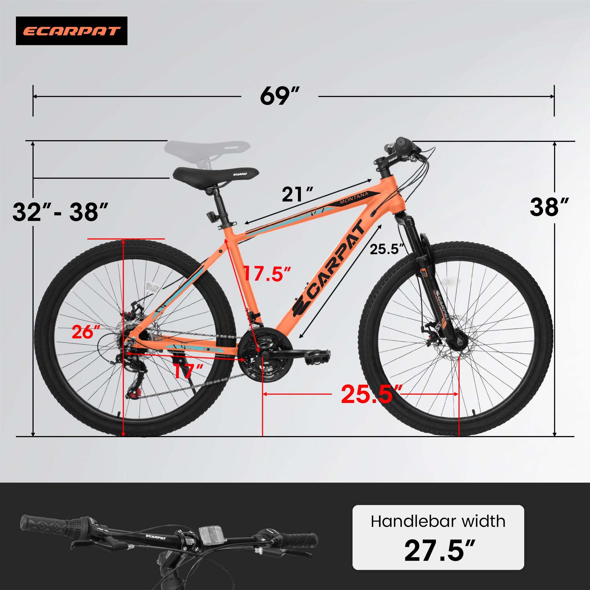 A26322 26-inch Mountain Bike, Shock Absorbing Front Fork With 21-speed Disc Brake