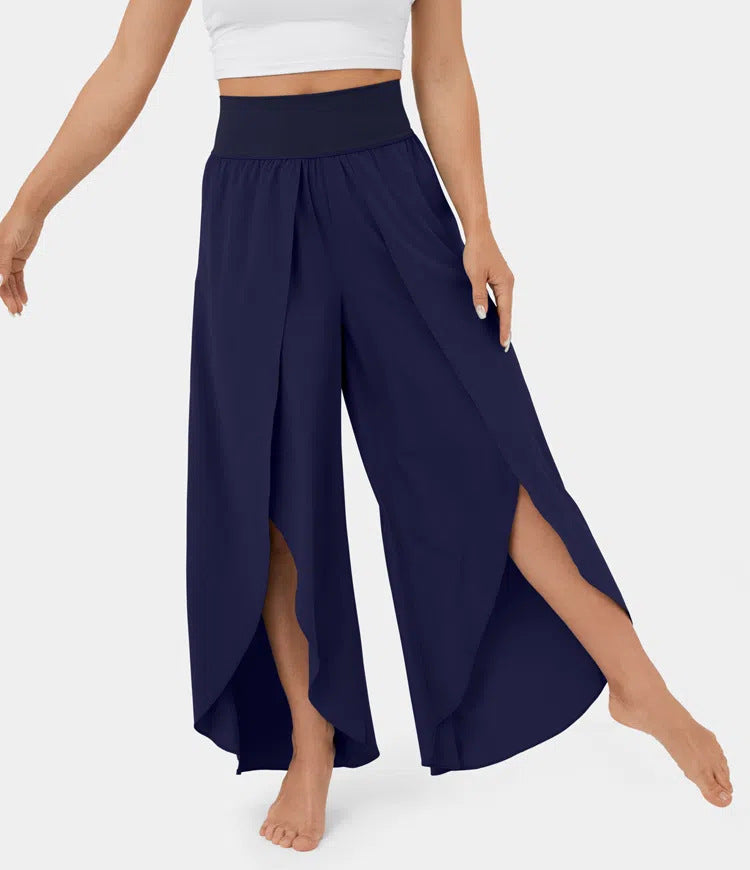 Premium Loose Split Elastic High Waist Wide Leg Trousers