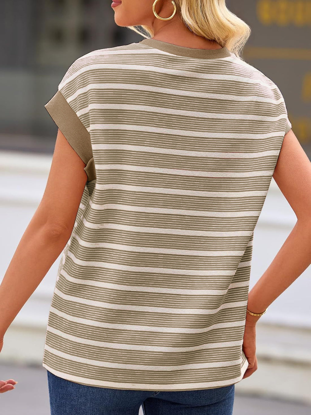 Striped Casual Loose Fit Crew