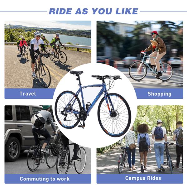24 Speed Hybrid Bicycle Disc Brake 700C Road Bike