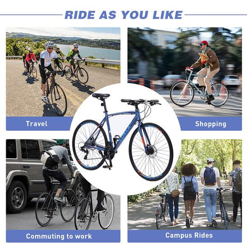24 Speed Hybrid Bicycle Disc Brake 700C Road Bike