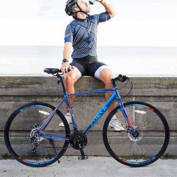 24 Speed Hybrid Bicycle Disc Brake 700C Road Bike