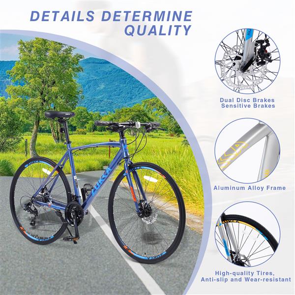 24 Speed Hybrid Bicycle Disc Brake 700C Road Bike