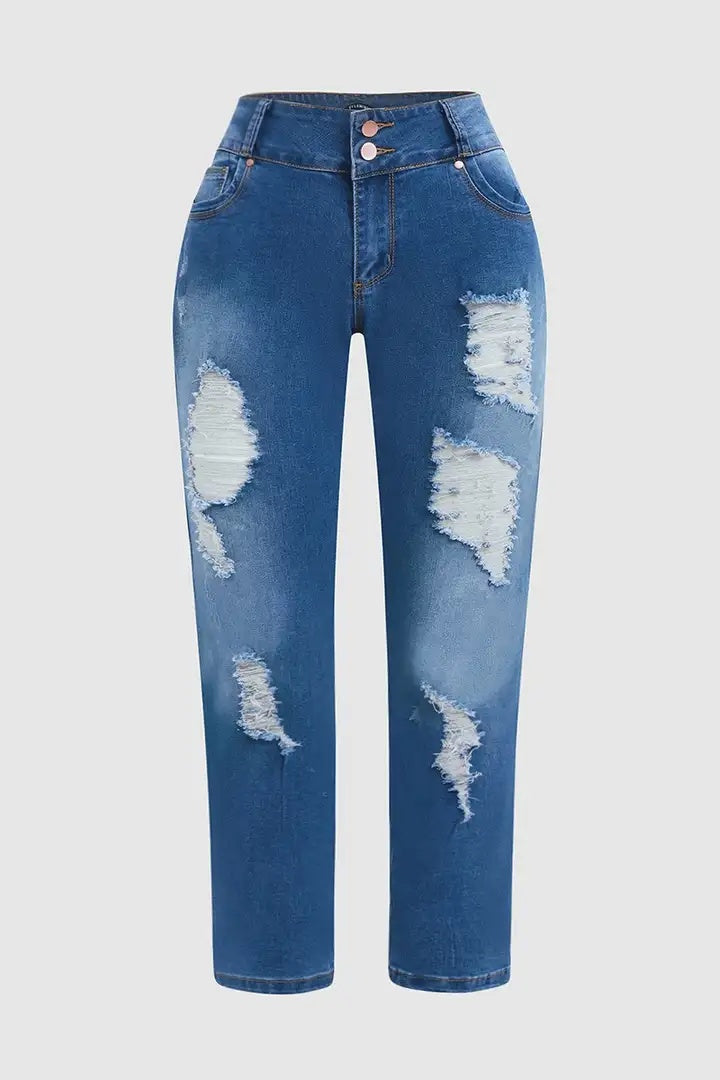 Distressed Ripped Blue Jeans – Urban Street Fit