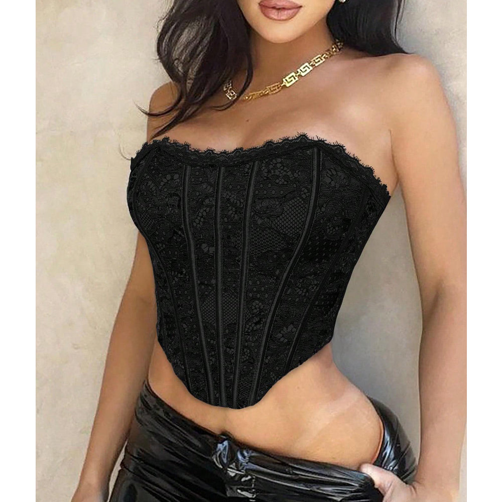 Sexy Strapless Party Lace Corset Top