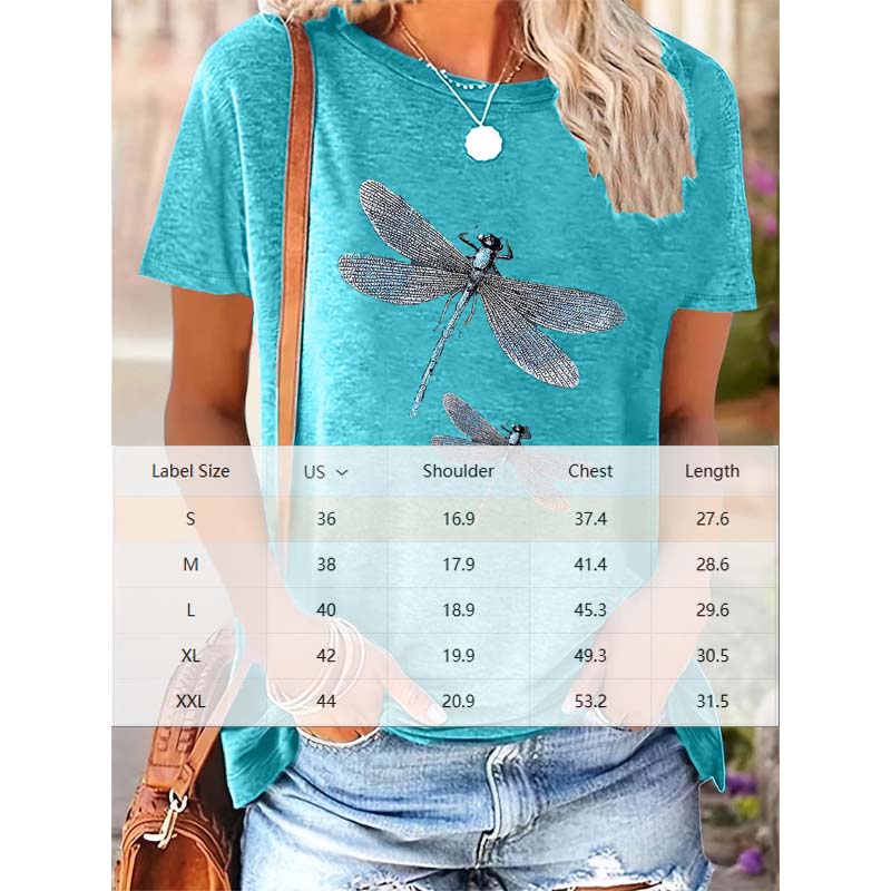 Two Dragonflies Print T-Shirt