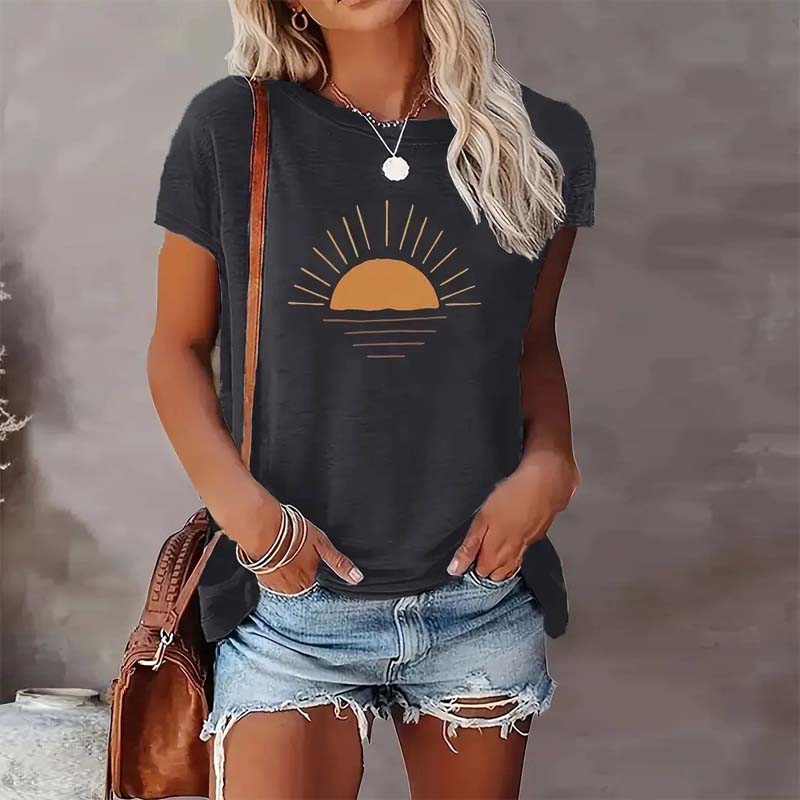 Sunrise Print Casual T-Shirt