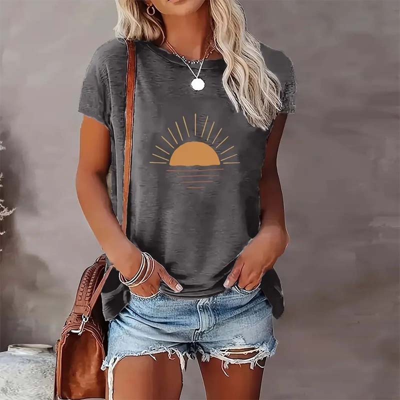Sunrise Print Casual T-Shirt