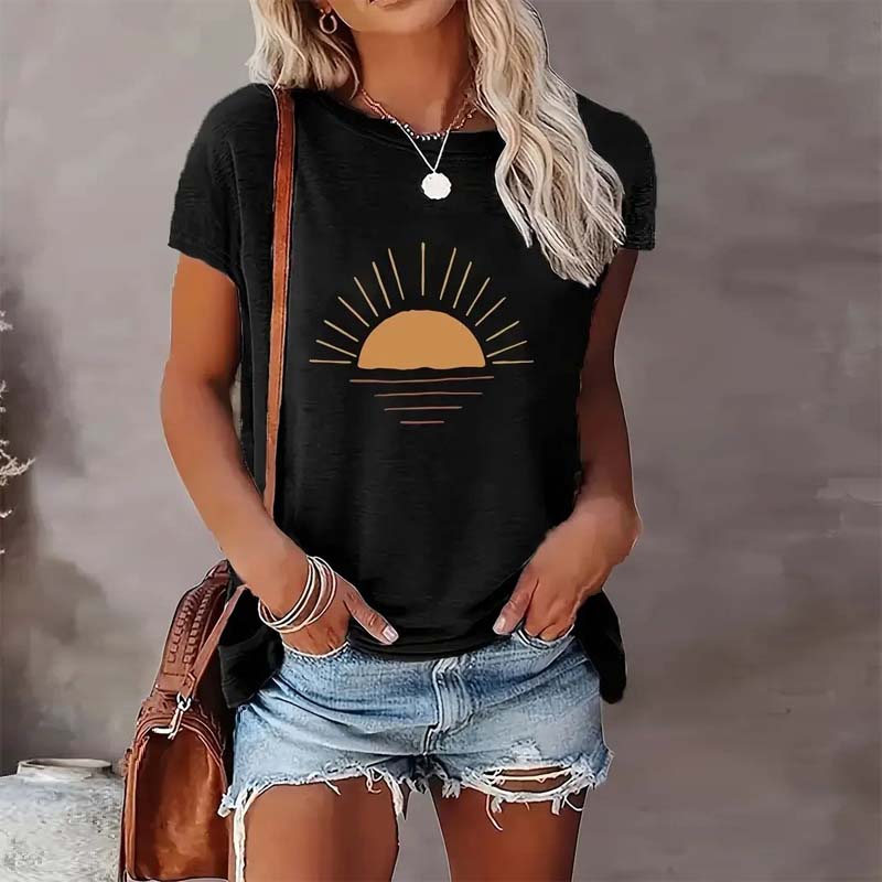 Sunrise Print Casual T-Shirt