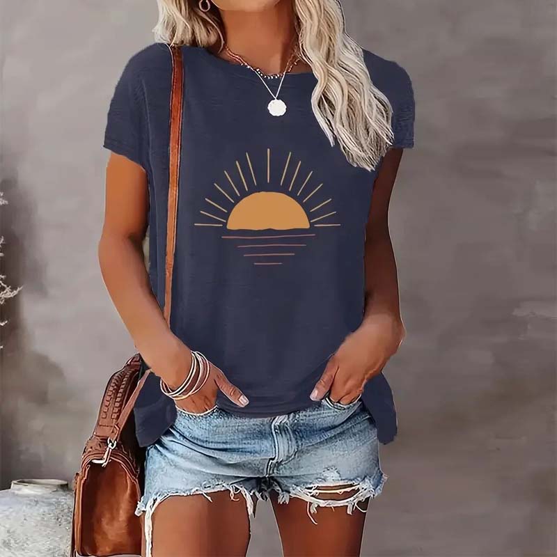 Sunrise Print Casual T-Shirt