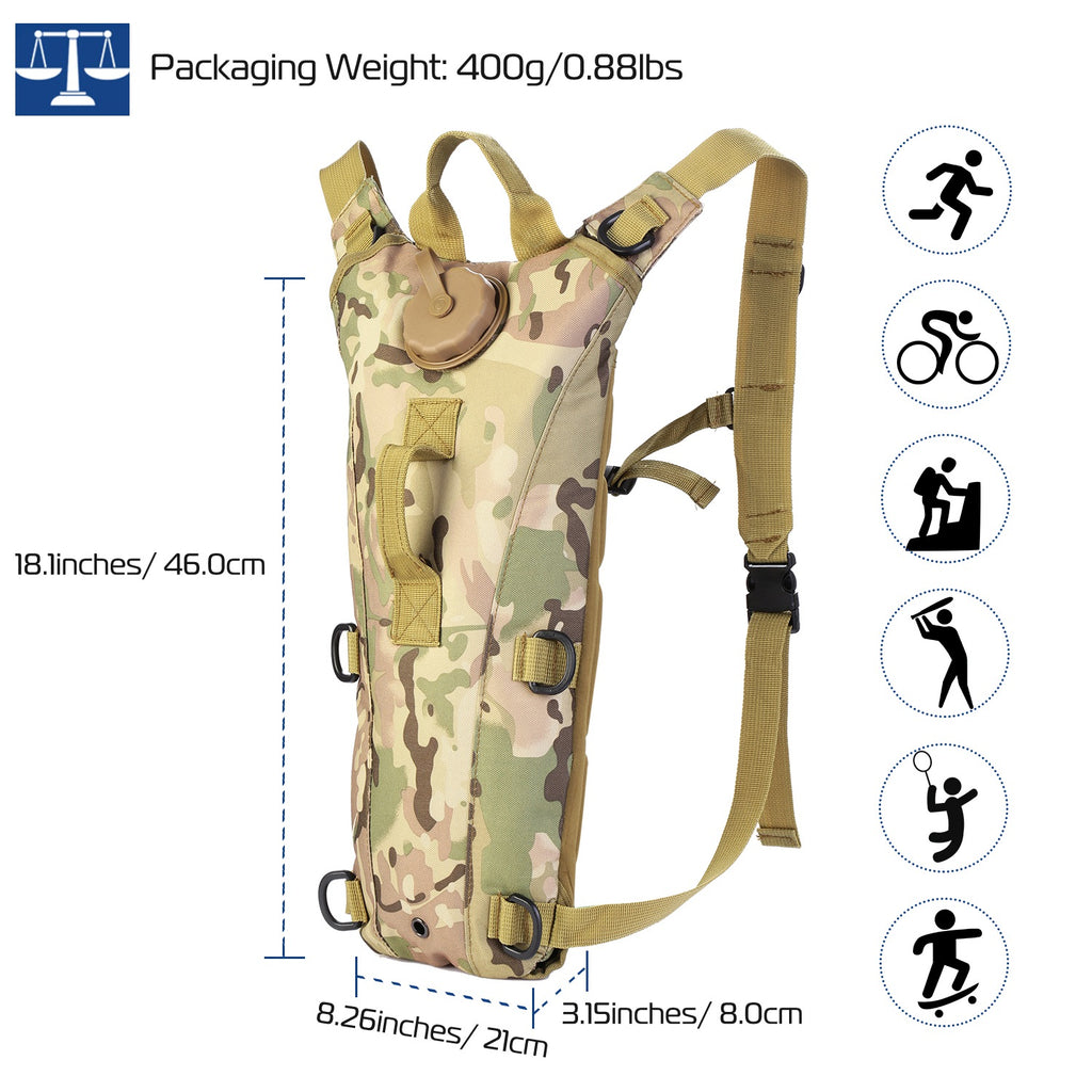 1Pc 3L Adjustable Tactical Hydration Pack Backpack