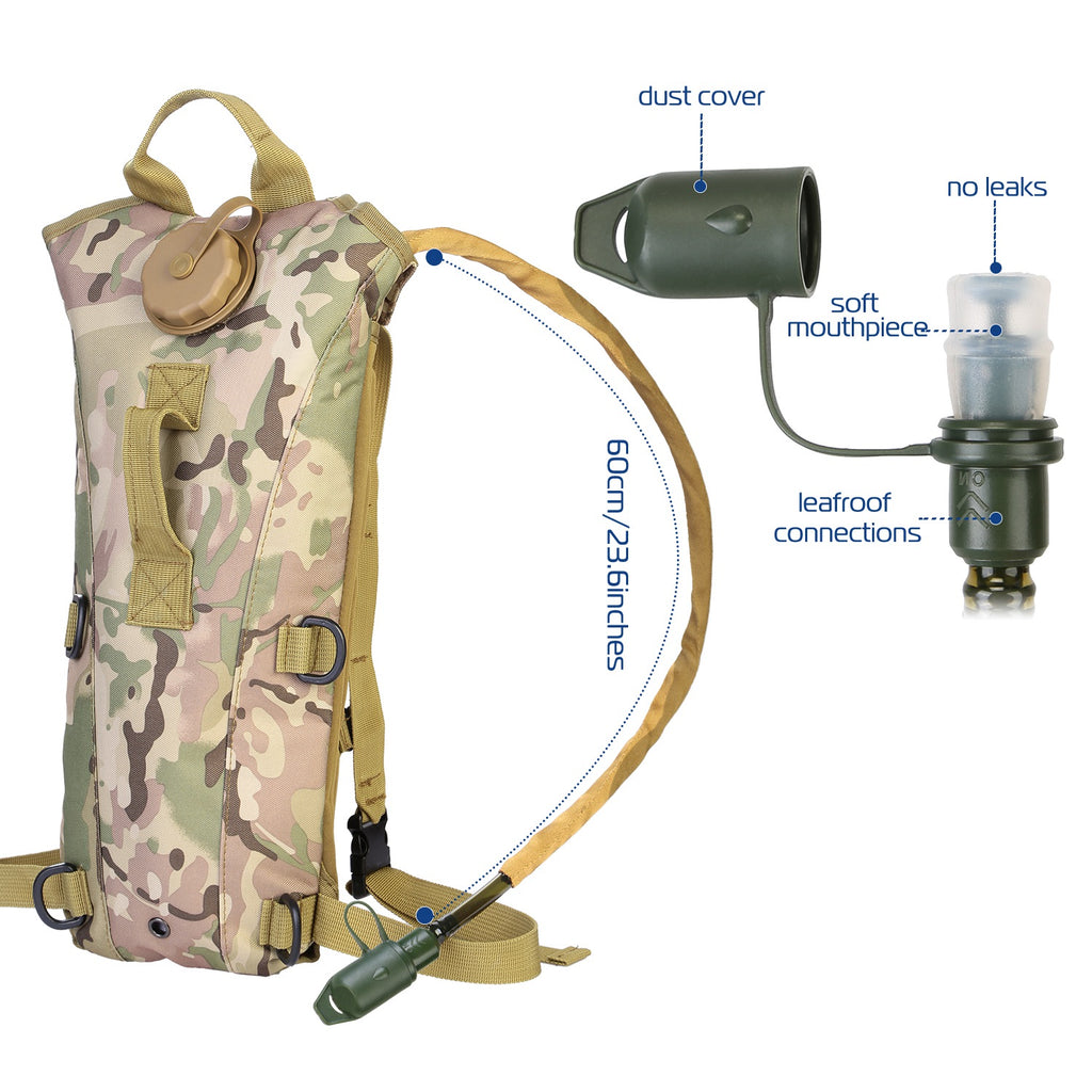 1Pc 3L Adjustable Tactical Hydration Pack Backpack