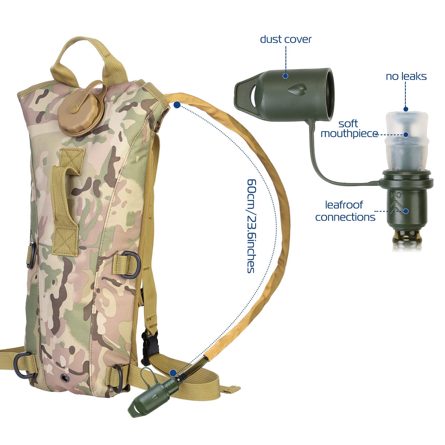 1Pc 3L Adjustable Tactical Hydration Pack Backpack