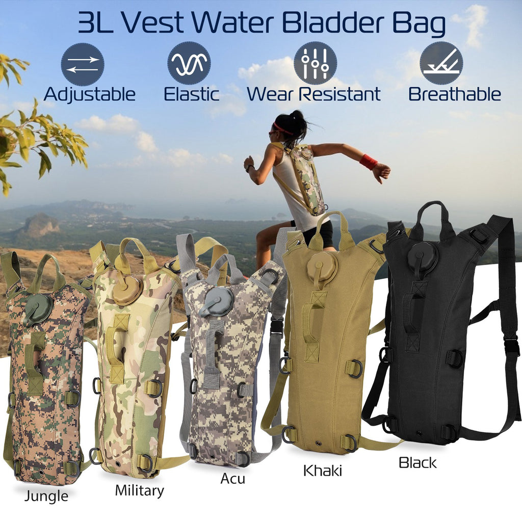1Pc 3L Adjustable Tactical Hydration Pack Backpack