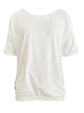 Spring And Summer New Casual Hollow Out Shoulder White Short Sleeve Top