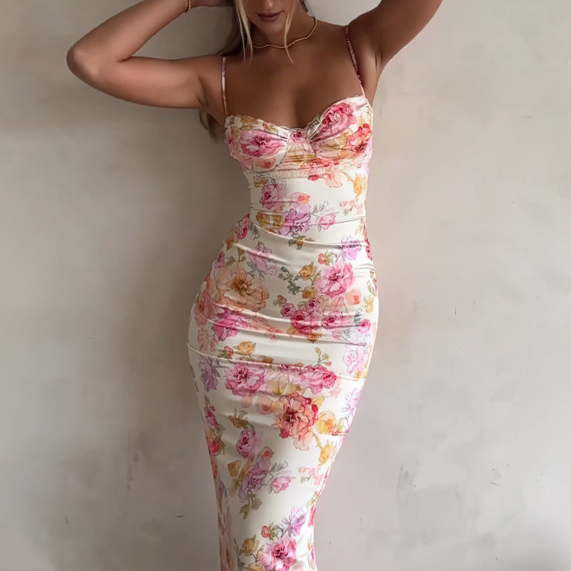 Sexy Floral Spaghetti Strap Vacation Dress