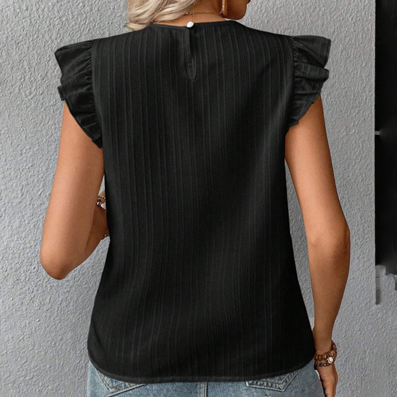 Ruffle Floral Crochet Blouse Shirt
