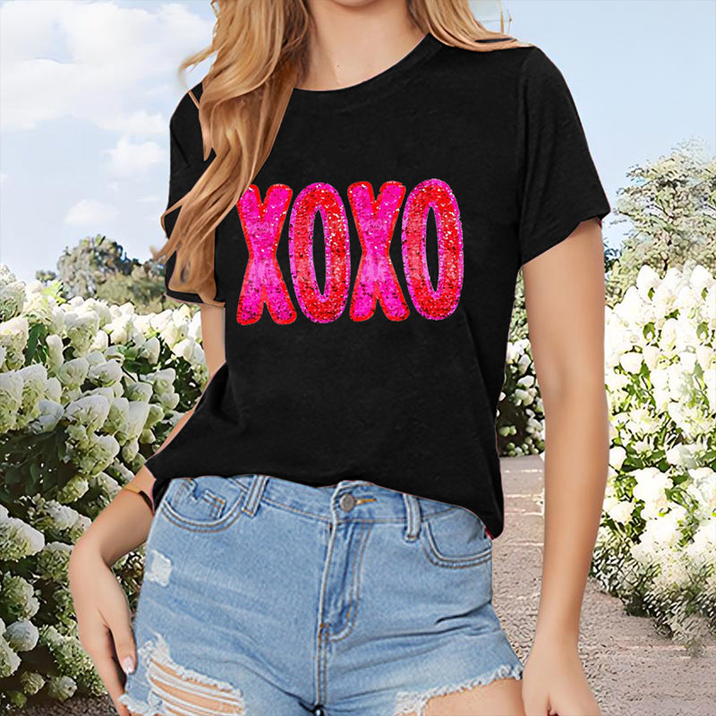 "XOXO" Letter Print Casual T-Shirt