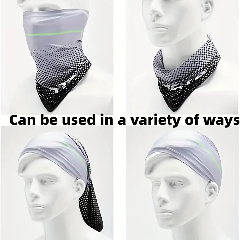 UV Resistant Ice Silk Cooling Set - 1 Pair Arm Sleeves 1 Face Mask Scarf