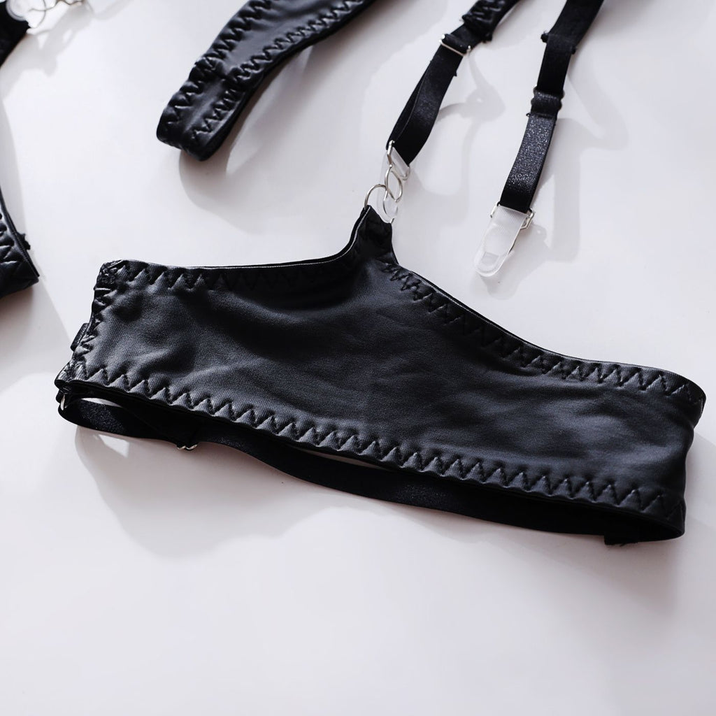 Lingerie Leather Patent Leather Seductive Set