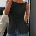 Trendy Square Neck Button Up Vest Top