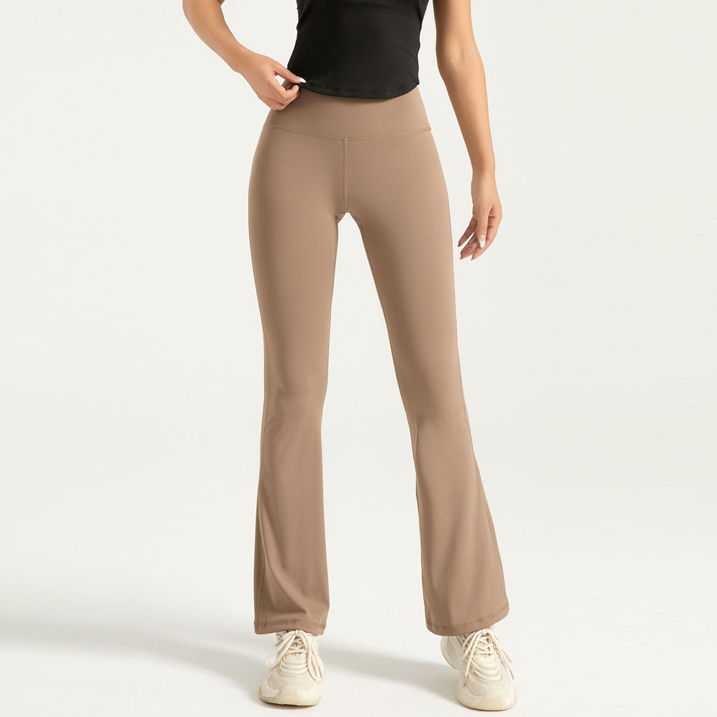 High Waist Hip Lift Legging Bell-bottom Pants Nude Feel Fitness