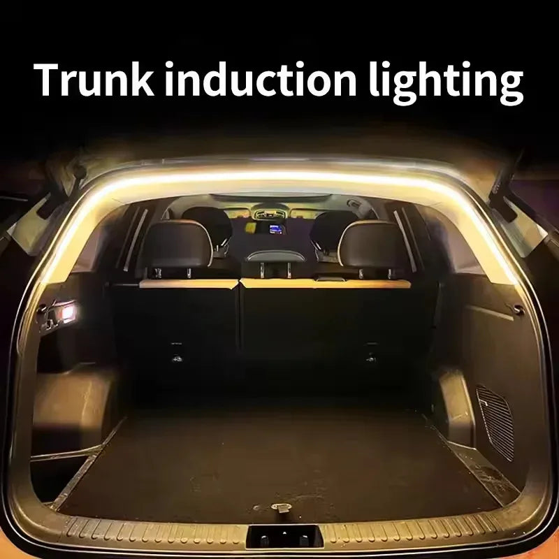 Car high brightness trunk lighting ambient light interior decoration LED wiring free automatic sensing tailgate light strip