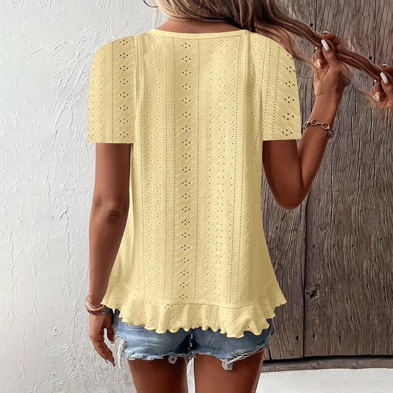 Casual Summer Crew Neck Blouses Top