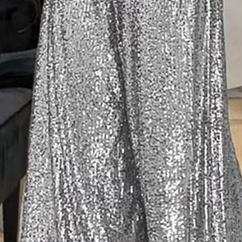 Sequin Palazzo Pants Glitter Casual Loose Wide Leg Long Trouser