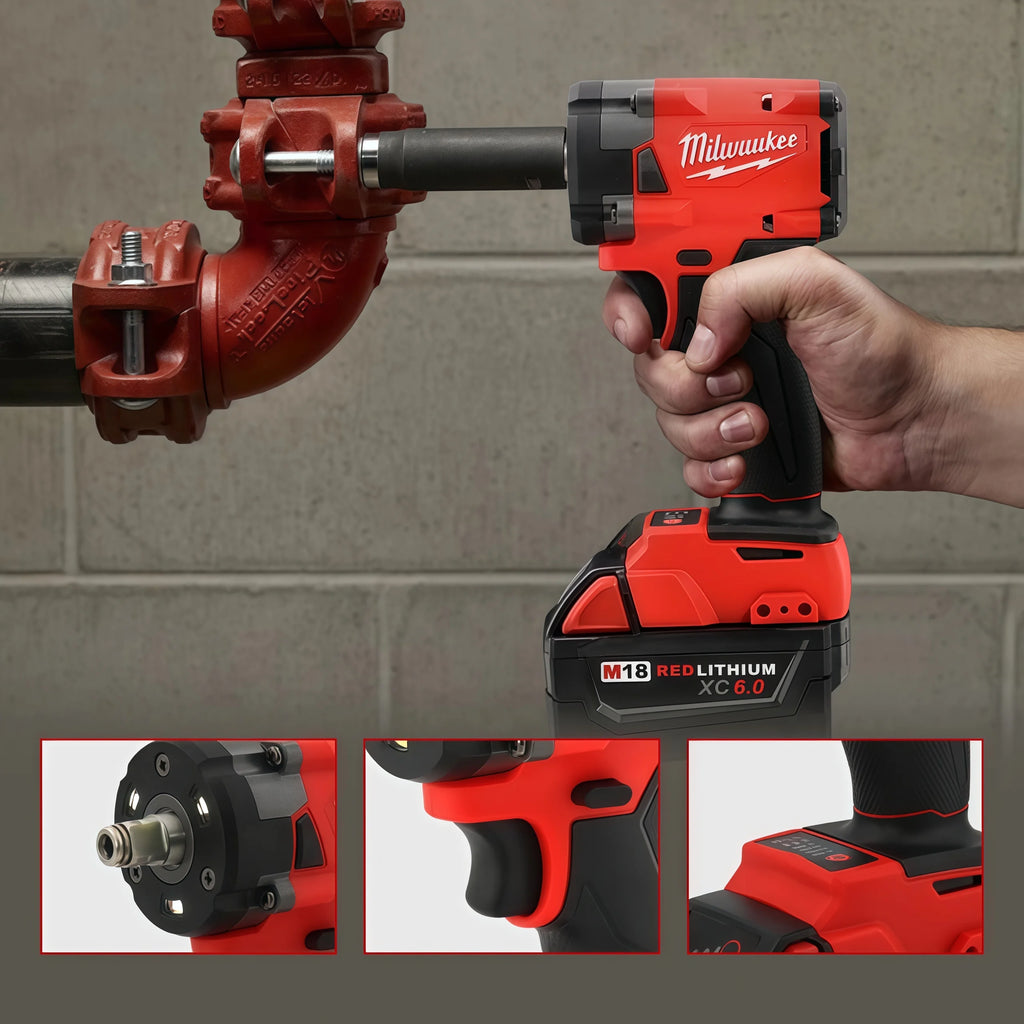 Milwaukee 400N Brushless Cordless 1/2 Electric Wrench Car Truck Repair Screwdriver Impact Drill Rechargable For 18V Battery Tool