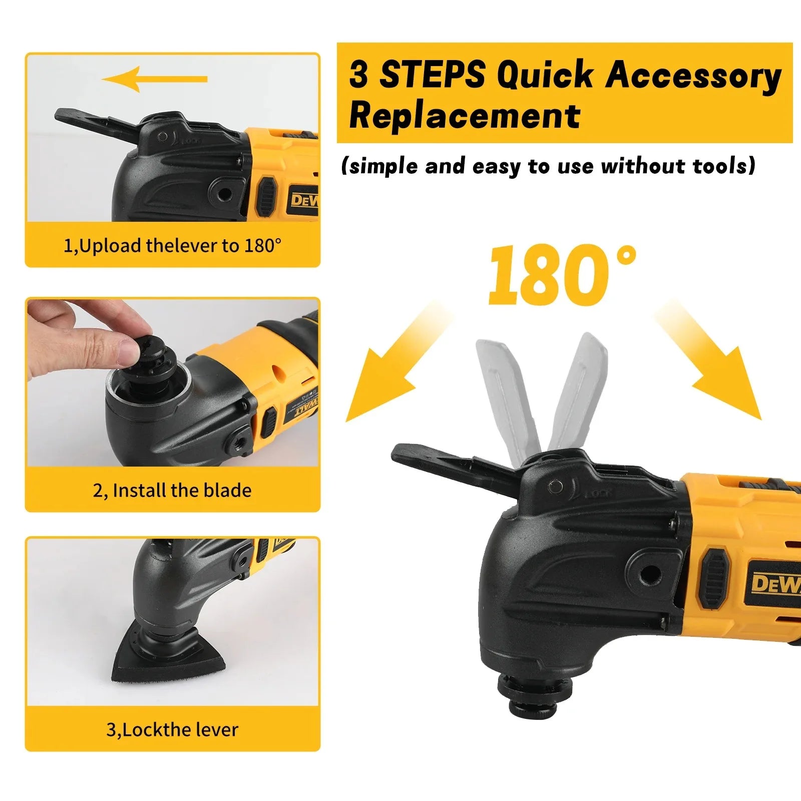 DEWALT 21V Brushless Cordless Oscillating Multi-Tool with 5 Accessories Tool-Free Quick Change for Cutting Sanding Grout Removal