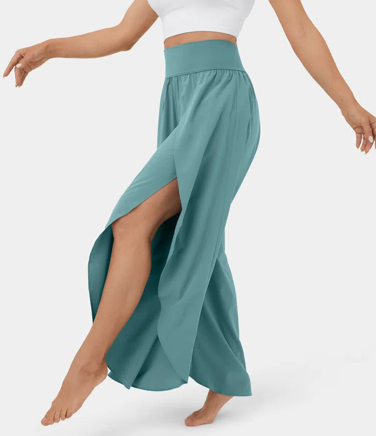 Premium Loose Split Elastic High Waist Wide Leg Trousers