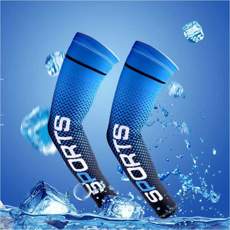 UV Resistant Ice Silk Cooling Set - 1 Pair Arm Sleeves 1 Face Mask Scarf