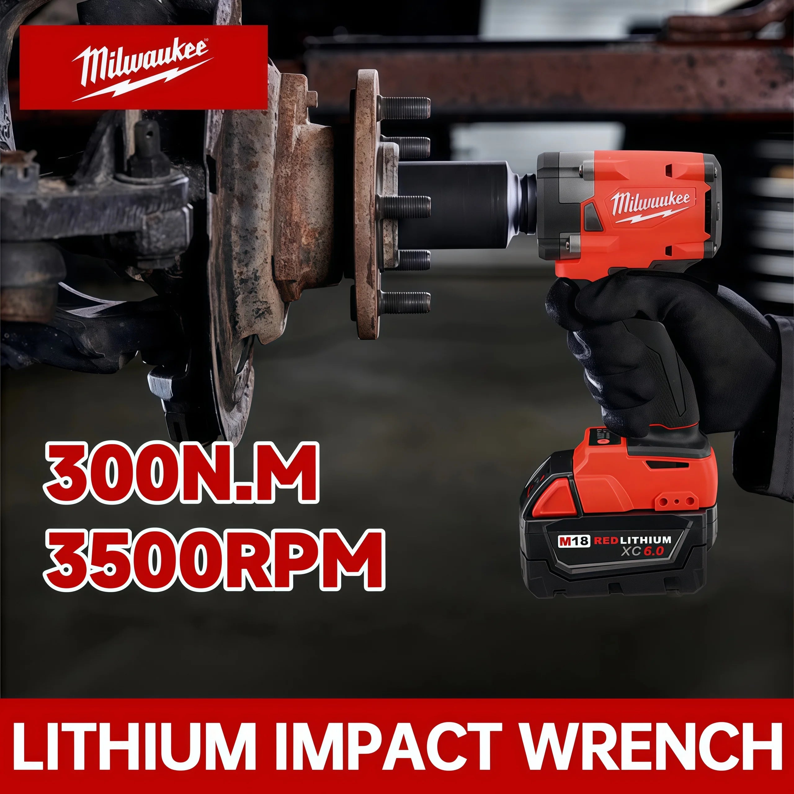 Milwaukee 400N Brushless Cordless 1/2 Electric Wrench Car Truck Repair Screwdriver Impact Drill Rechargable For 18V Battery Tool