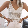 V-Neck Sparkling Party Blouse For Casual And Evening Wear