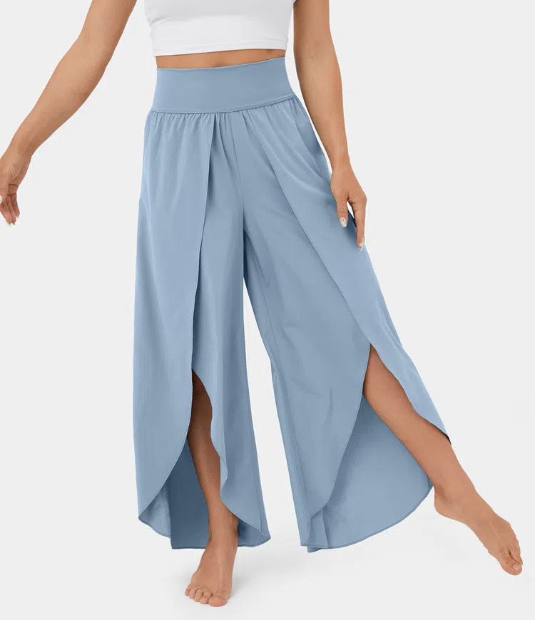 Premium Loose Split Elastic High Waist Wide Leg Trousers