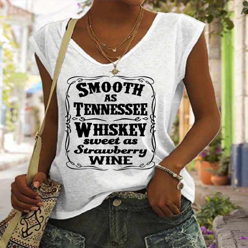 "Smooth as Tennessee Whisky" Letter Print Casual Top