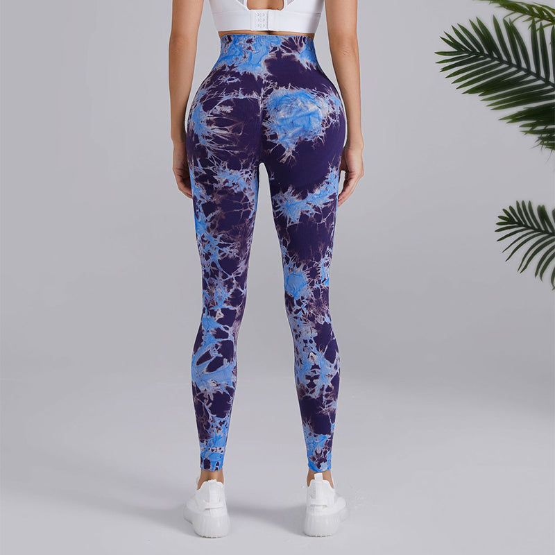 Tie-dye Printed Seamless High-waisted Hip-lifting  Fitness Leggings